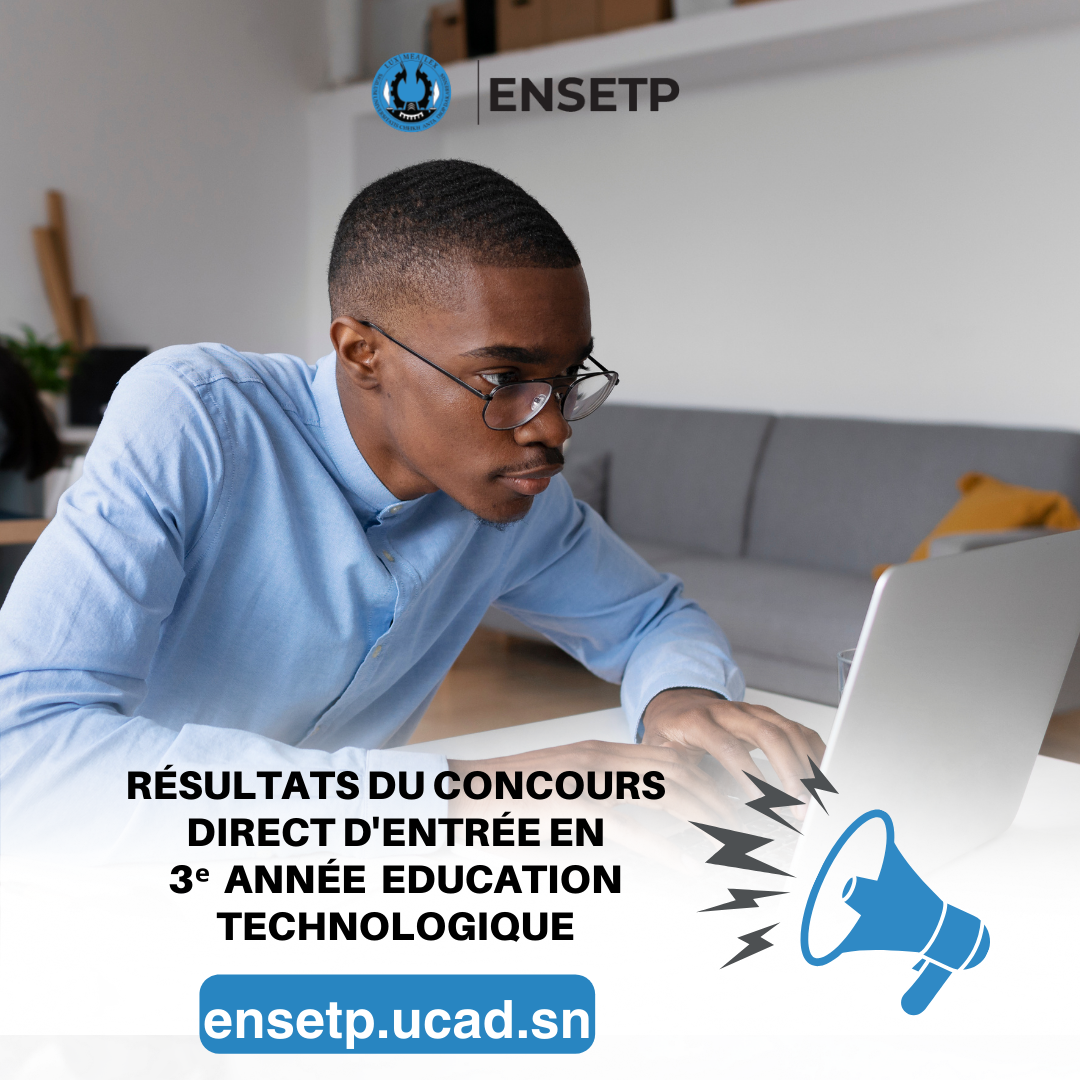 Résultats du concours direct d'entrée en 3ᵉ année Education technologique