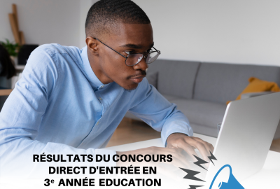 Résultats du concours direct d'entrée en 3ᵉ année Education technologique